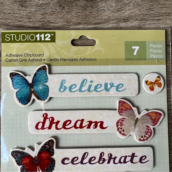 Studio 112 Positive Butterfly Chipboard Stickers Scrapbooking Crafts NWT - Picture 1 of 6